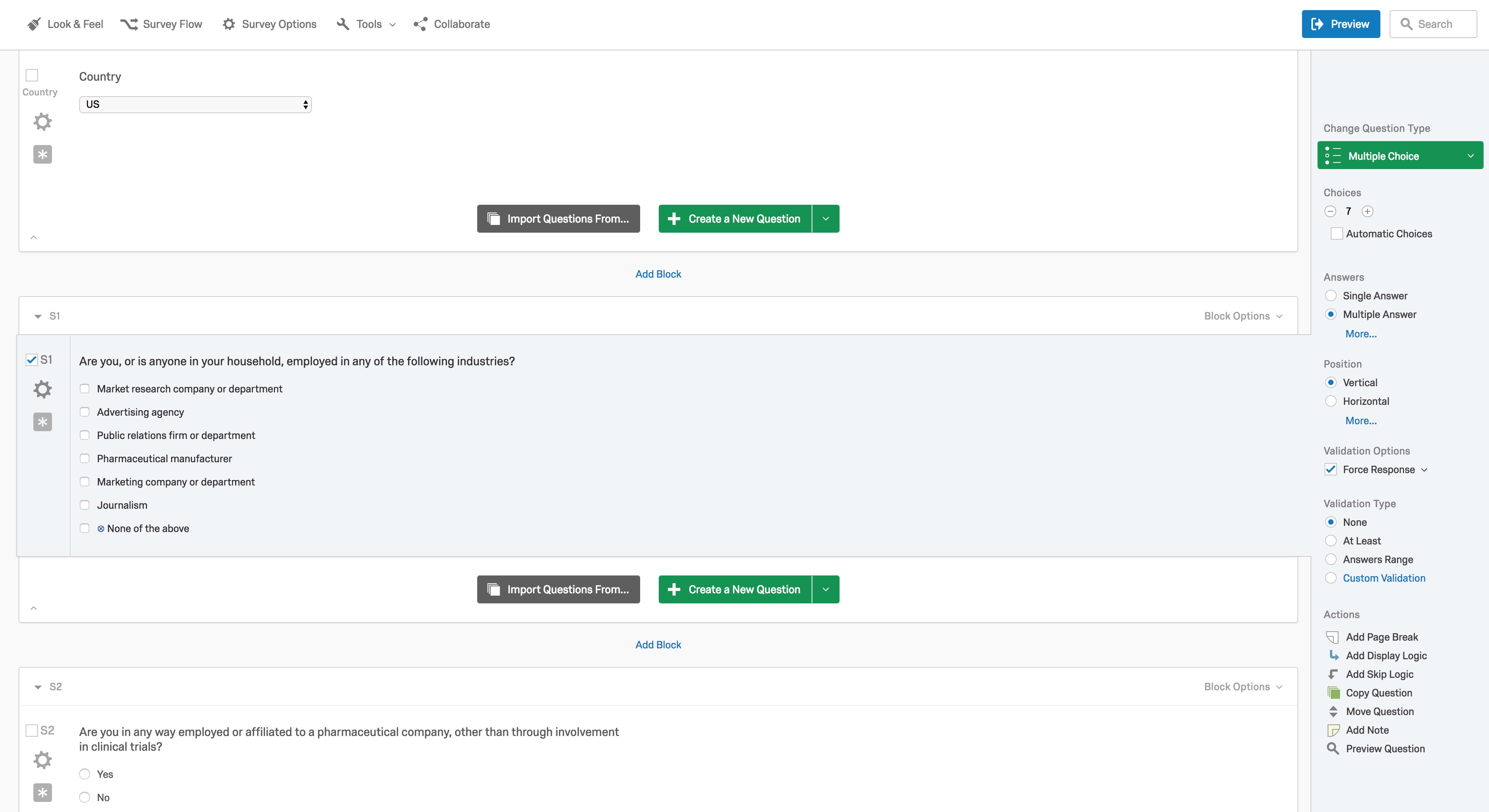Qualtrics Interface