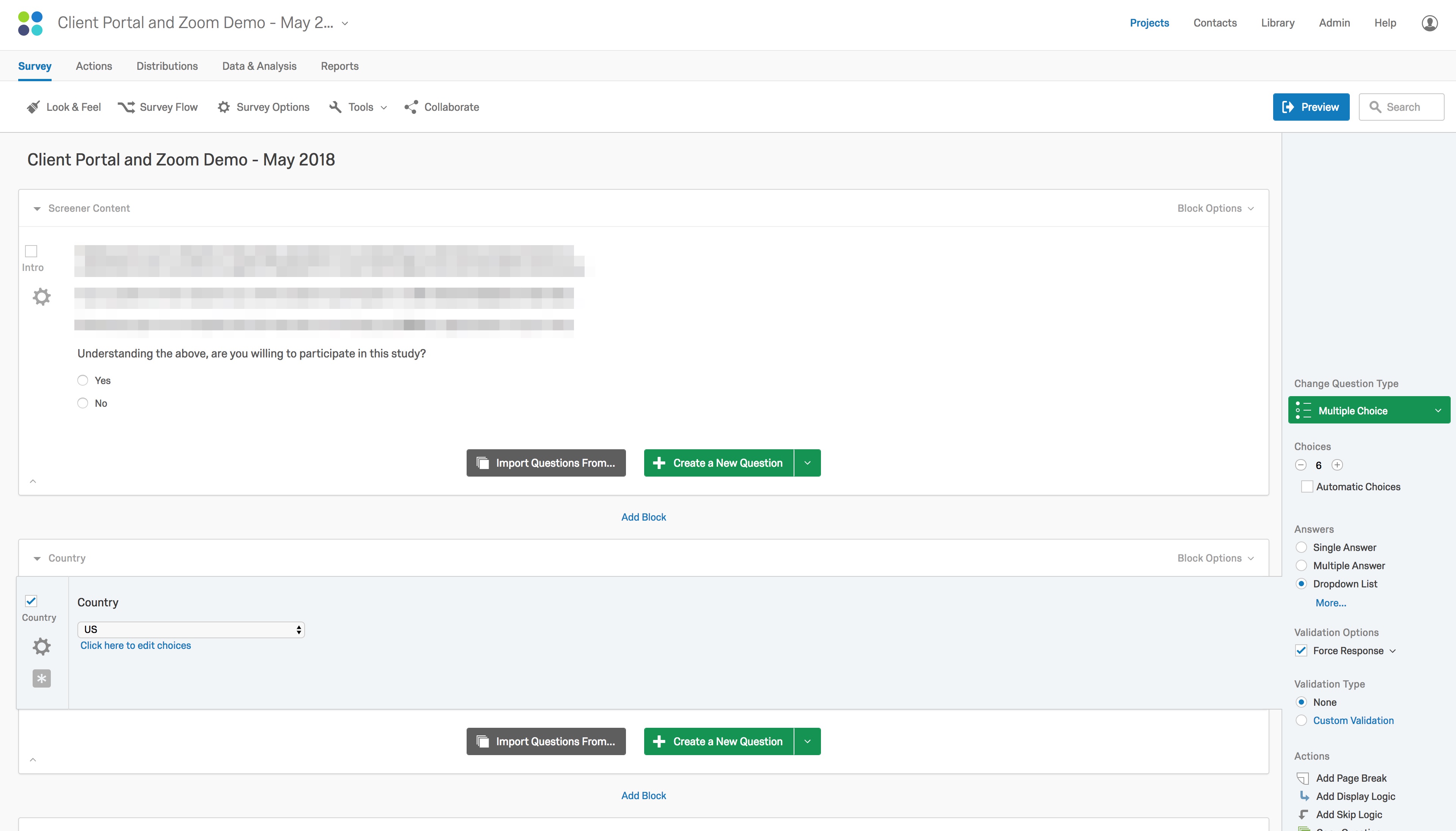 Qualtrics Interface